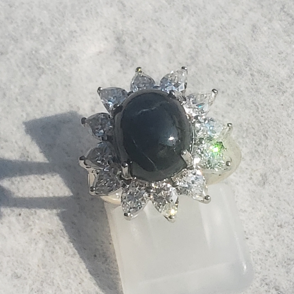 NWOT! Genuine Blue Star Sapphire and Moissanite Ring - Picture 5 of 9